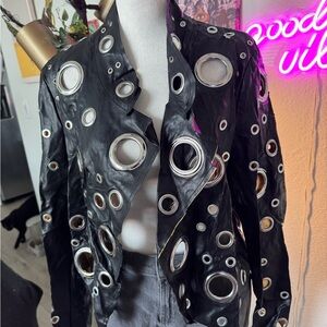 Black Grommet-Embellished Women's Jacket